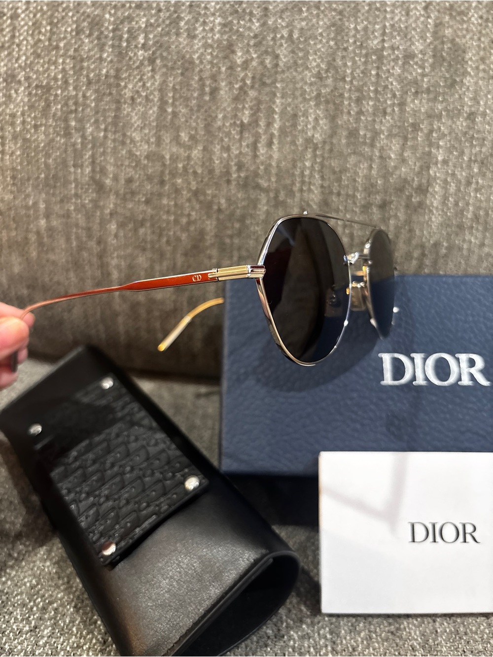 Christian Dior Round Sunglasses in Black and Silver frames